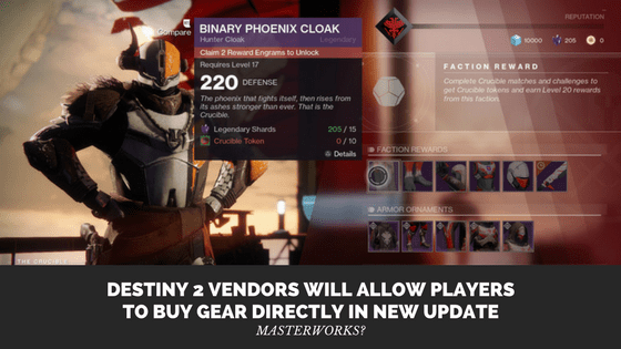 Destiny 2 Vendors Will Allow Players to Buy Gear Directly in New&nbsp;Update