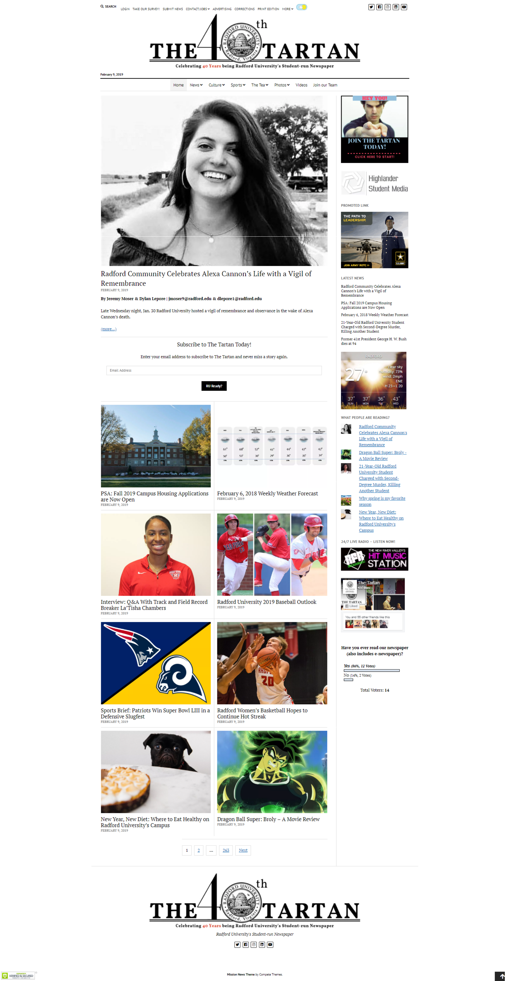 Archival screenshot from The Tartan newspaper website