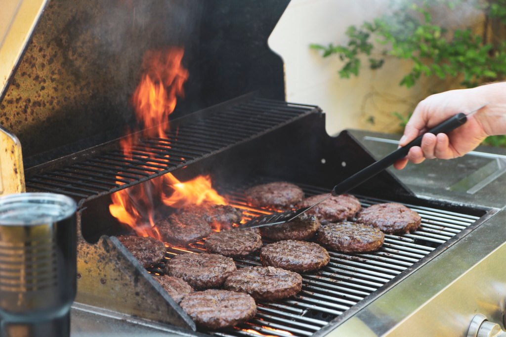 Burgers Cooking on a grill. 